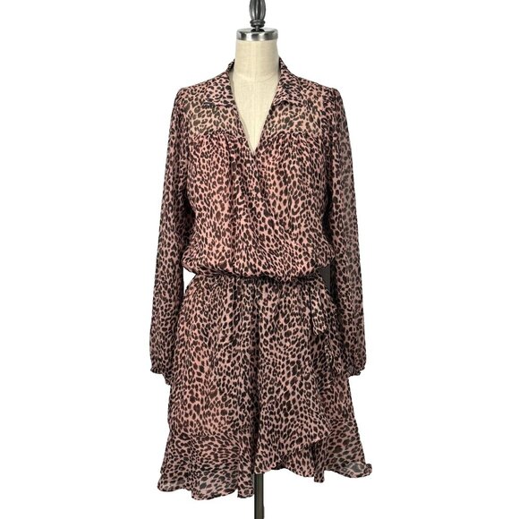 Fate Rose Leopard Faux Wrap Pink ‎ Dress Size Medium - Picture 1 of 12